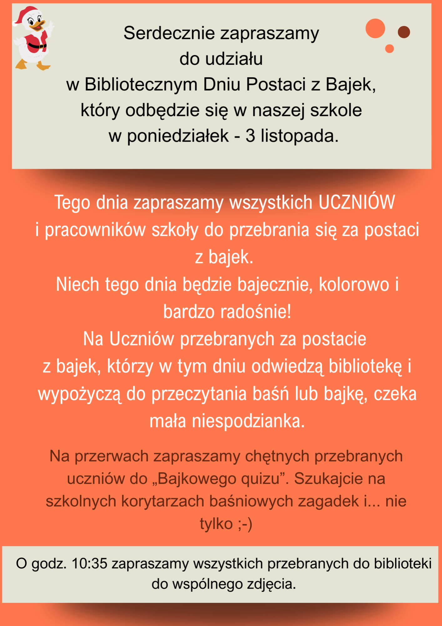 Biblioteczny Dzień Postaci z Bajek - plakat Biblioteczny Dzień Postaci z Bajek - Obrazek 2