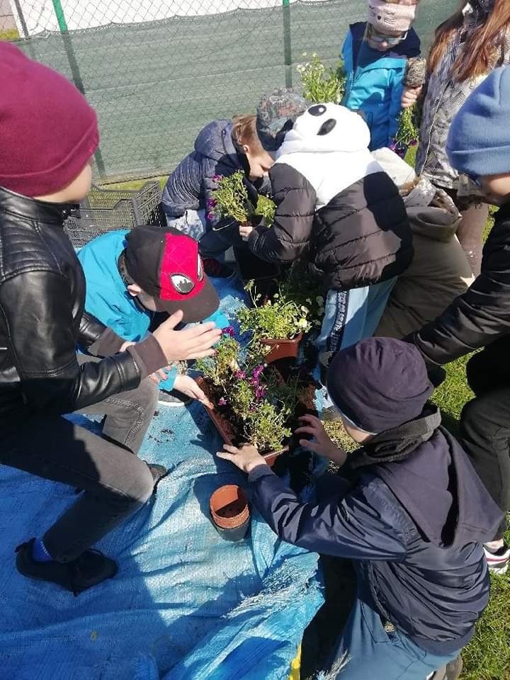 Uczniowie klasy 2 tak uczcili Dzień Ziemi - posadzili kwiatki.  A klasa 5 w ten dzień również pomogła w sprzątaniu naszej planety 😍🌍 - Obrazek 5