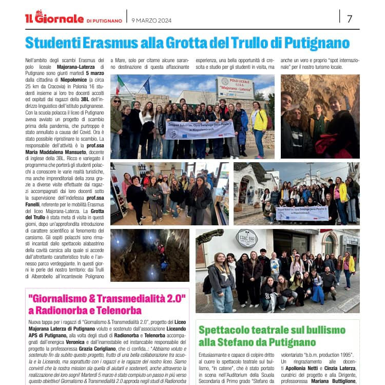 Piszą o nas w lokalnej gazecie w Putignano - Obrazek 1