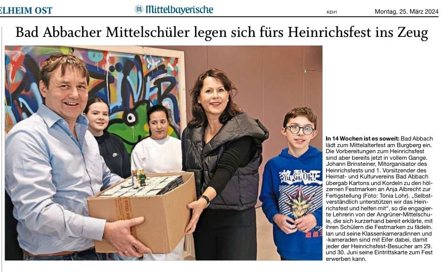 Bad Abbacher Mittelschüler legen sich fürs Heinrichsfest ins Zeug - Bild 1