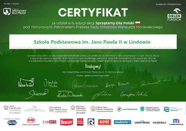 certyfikat #SprzątamyDlaPolski 