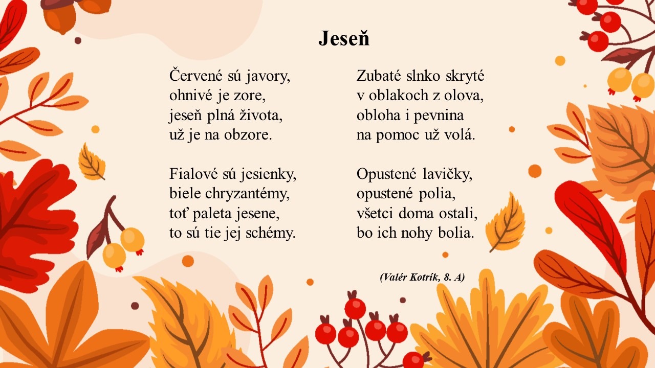 Jesenné básnenie na slovenčine - Obrázok 1