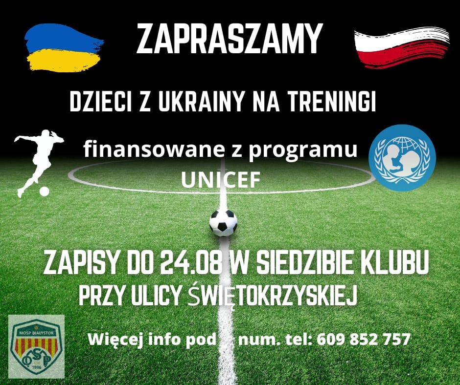 Miejski Ośrodek Szkolenia Piłkarskiego zaprasza dzieci z Ukrainy na treningi - Obrazek 1