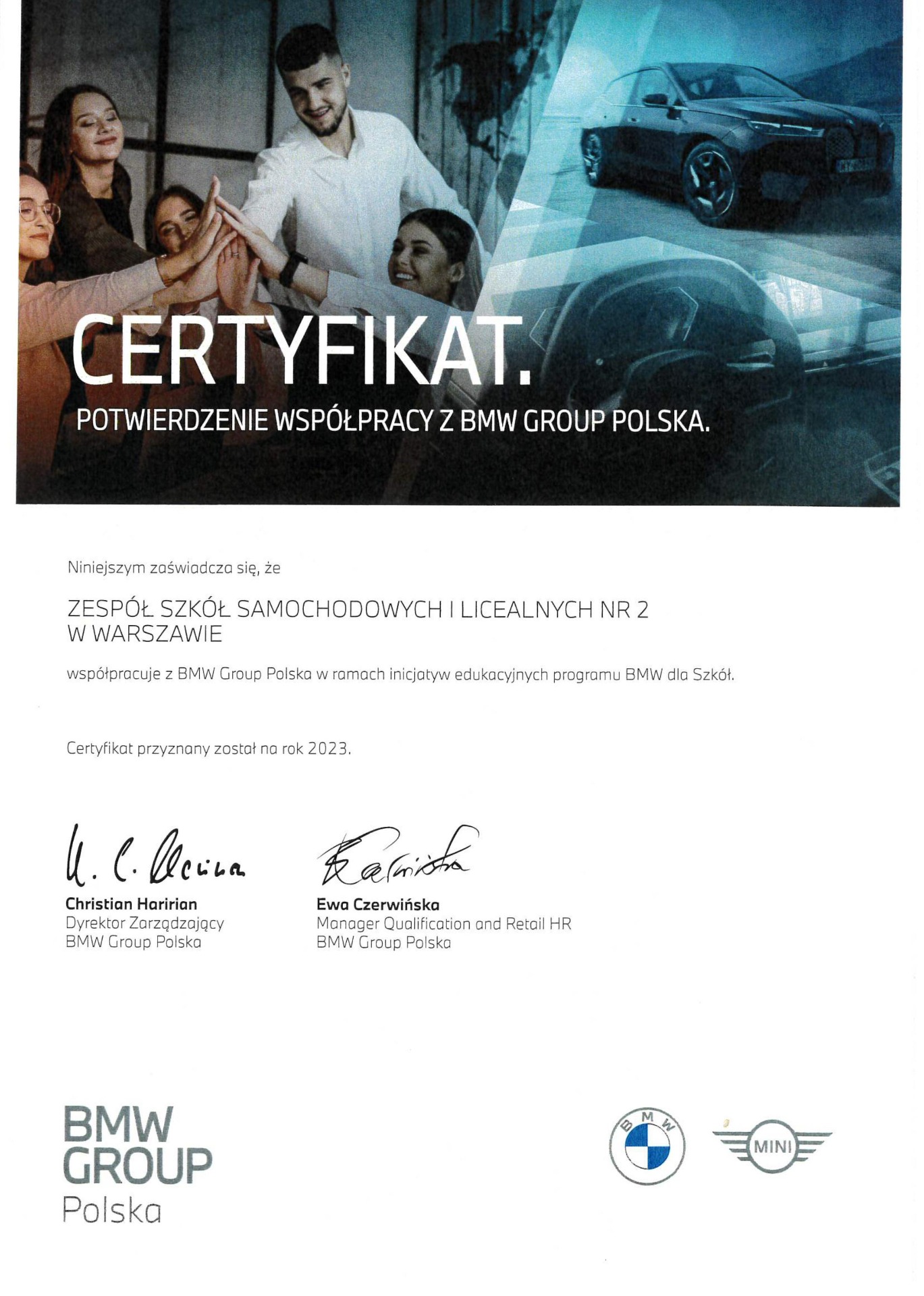 Certyfikat BMW Group Polska - Obrazek 1