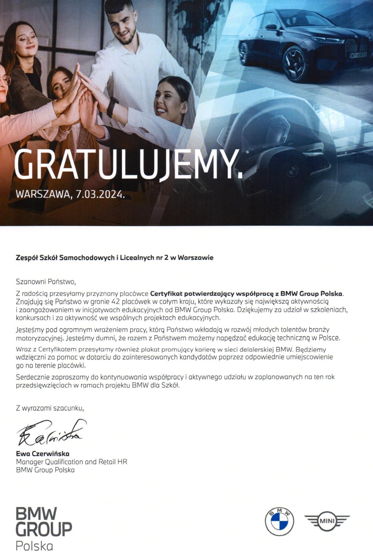 Certyfikat BMW Group Polska - Obrazek 2