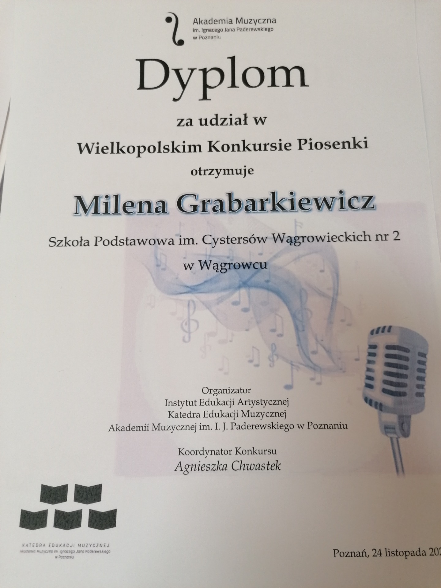 Milena Grabarkiewicz w Wielkopolskim Konkursie Piosenki - Obrazek 1